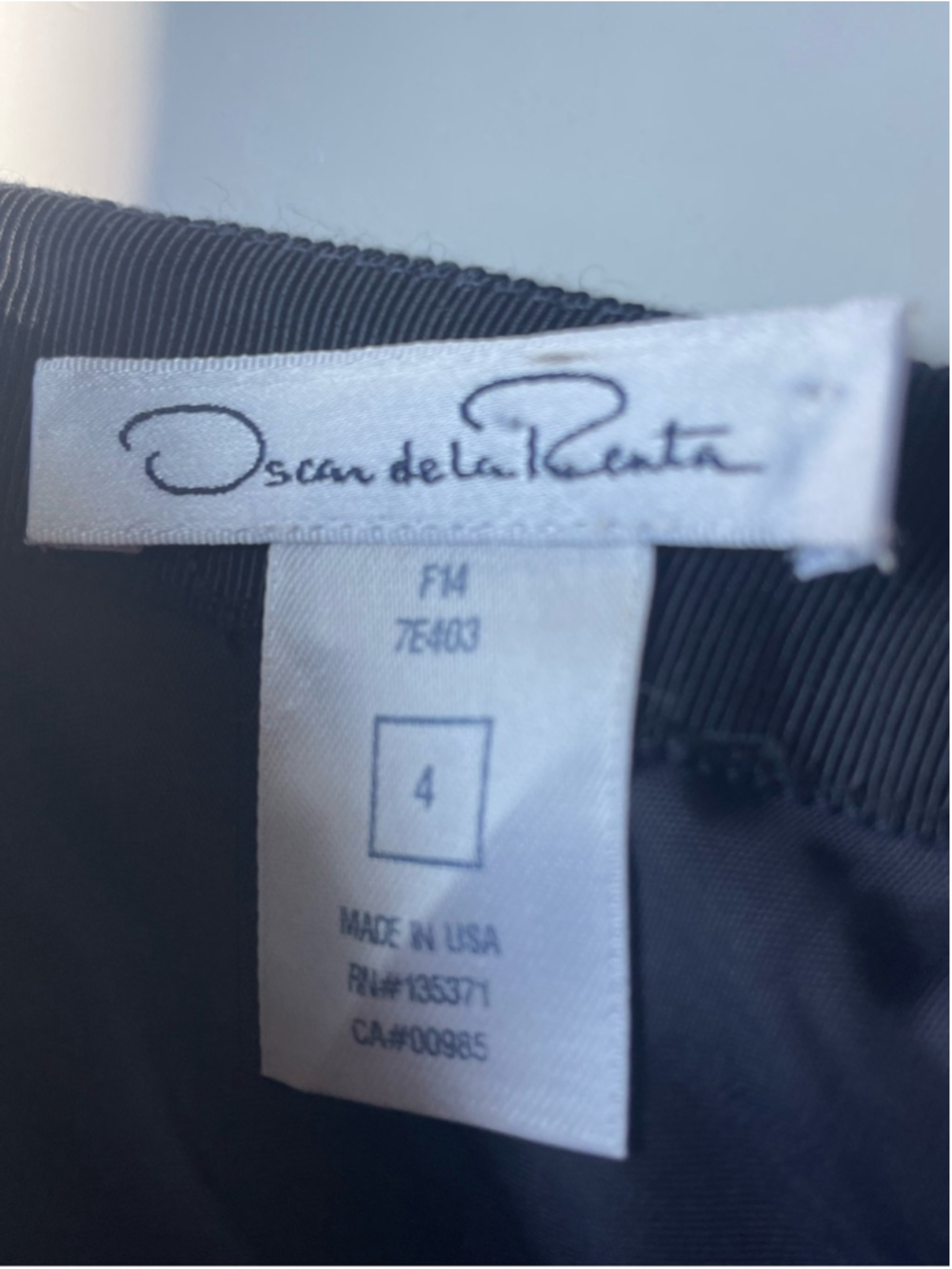 Oscar de la Renta Silk Lined Wool Blend Tweed Ribbon Midi Skirt Navy A Line Text - Picture 8 of 10